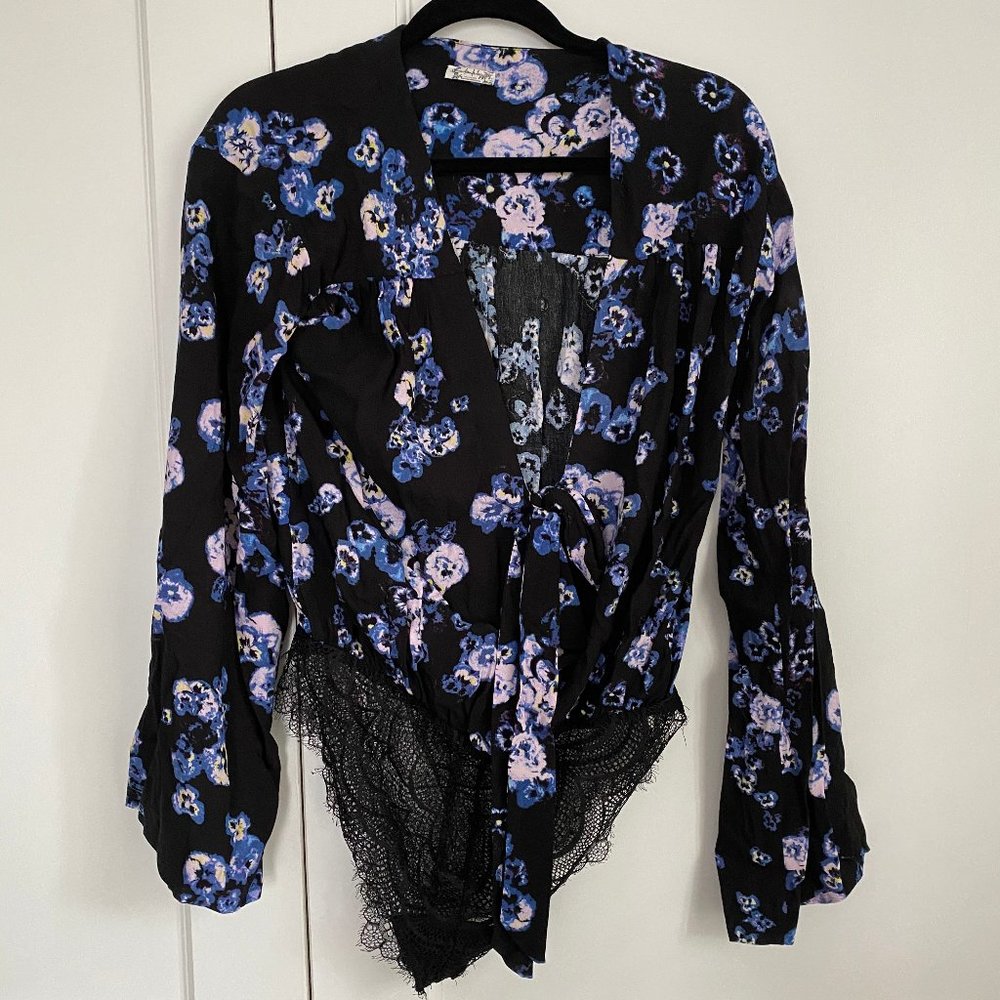 Free People Long Sleeve Floral Jumpsuit